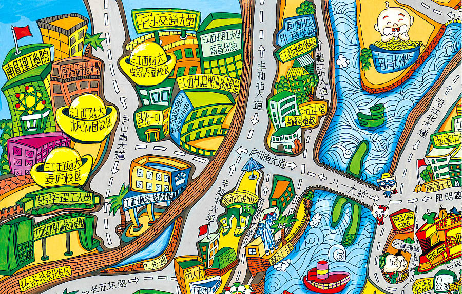 板桥镇手绘地图景区的历史见证